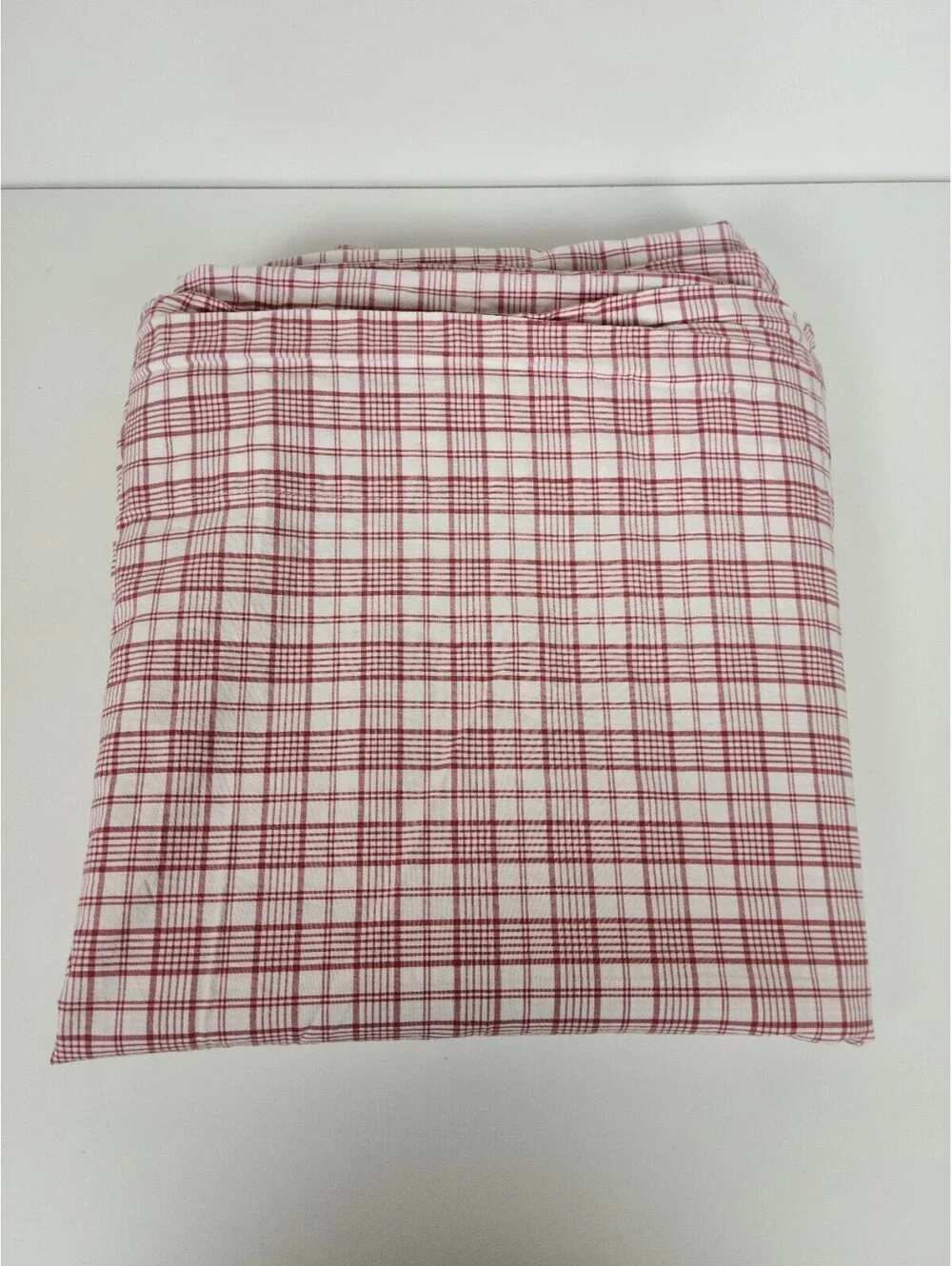 Eddie Bauer Red And White Plaid King Flat Sheet 100% Cotton